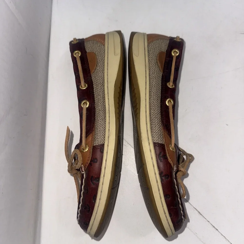 Sperry Top-Sider Brown Leather Anchor Coastal Angelfish Boat Shoes Women's Sz 9